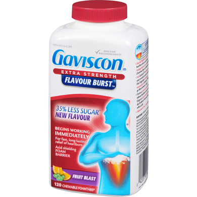 Gaviscon Extra Strength Fruit Blast Chewable Foamtabs, 25 Tablets