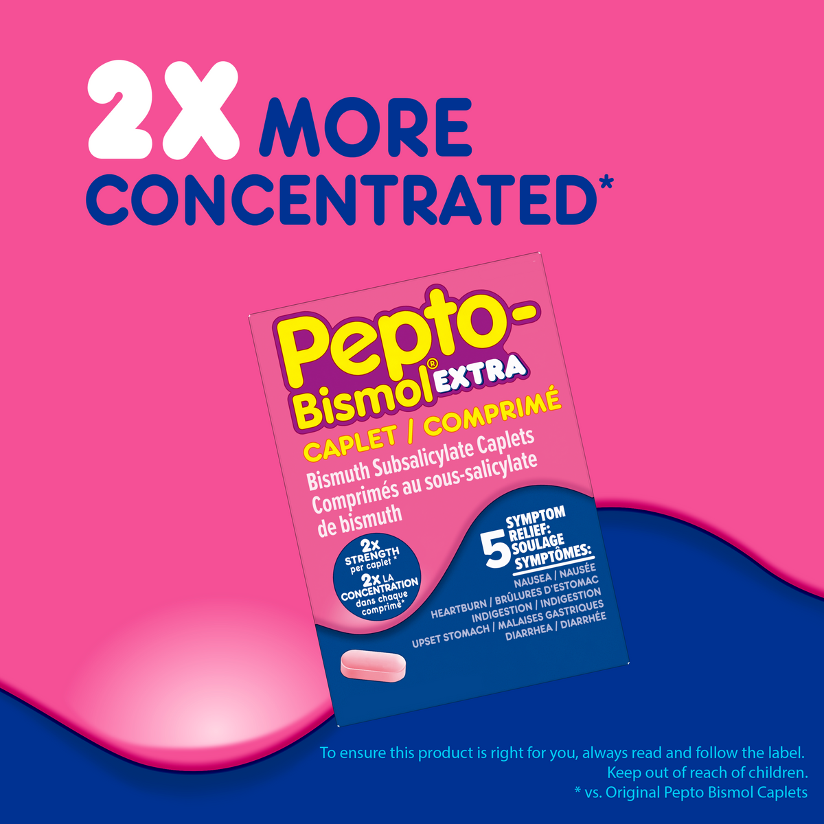 Pepto-Bismol EXTRA Strength Caplets, Original Flavour, 24 Caplets