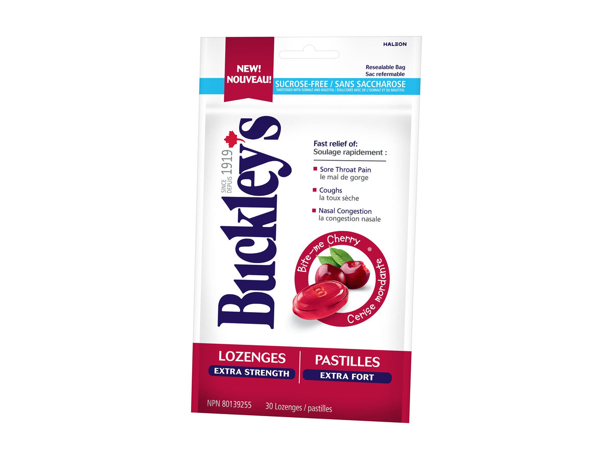 Buckley's Extra Strength Bite-Me Cherry Lozenges, 30 Count