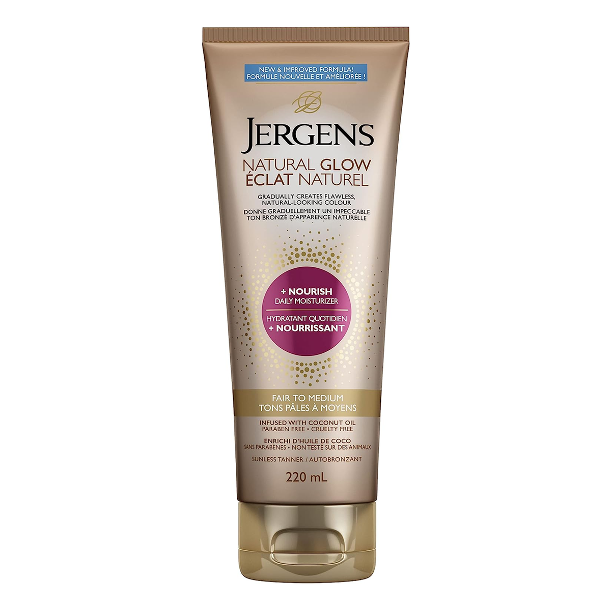 Jergens Natural Glow +Nourish Daily Moisturizer Fair to Medium, 220 mL