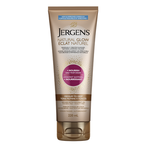 Jergens Natural Glow +Nourish Daily Moisturizer, Medium to Deep, 220 mL