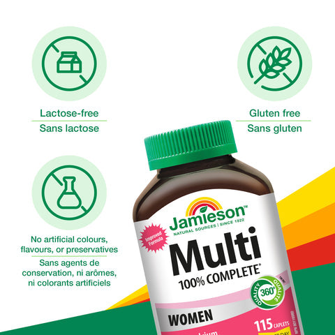 Jamieson 100% Complete Multivitamin for Women Caplets, 115 Count