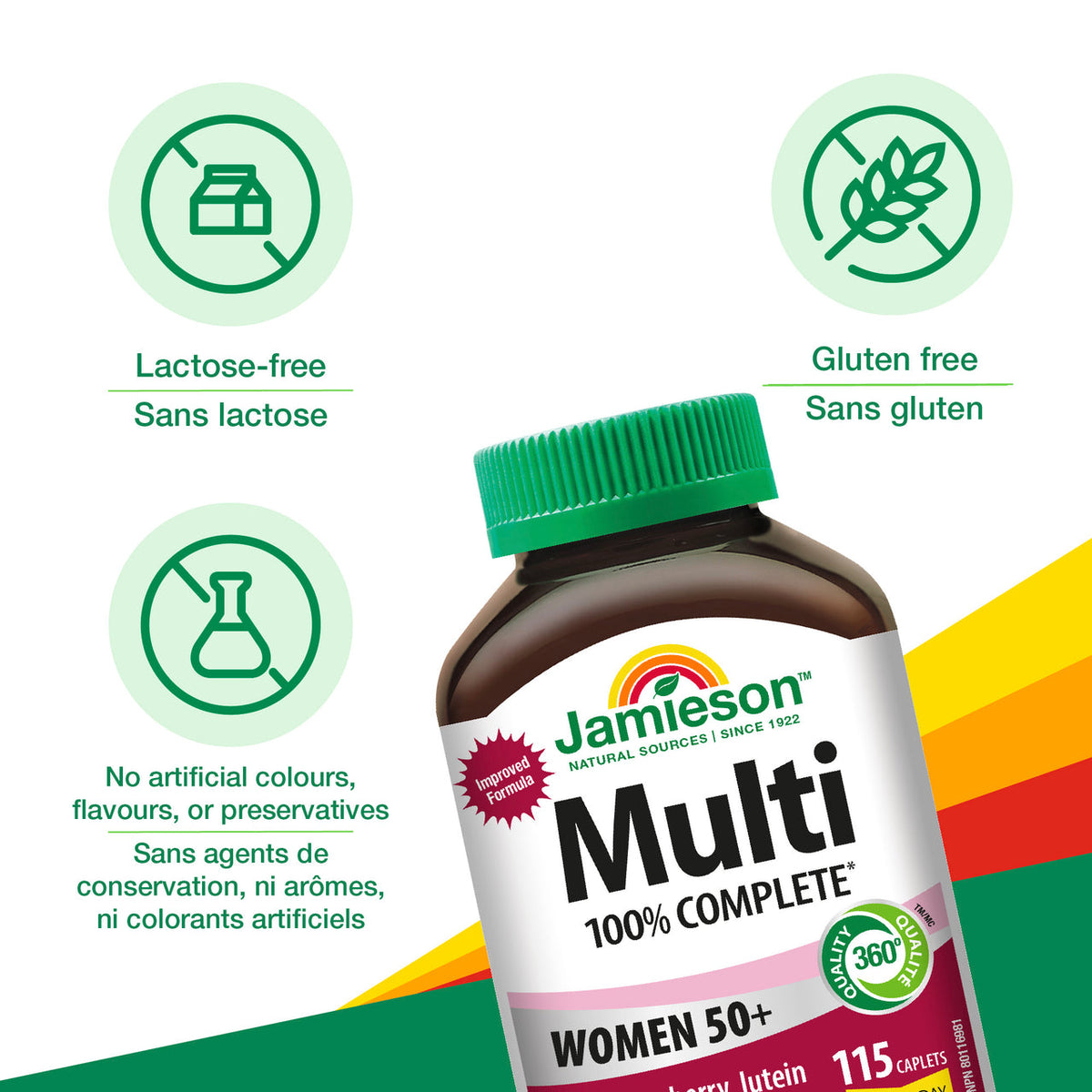 Jamieson 100% Complete Multivitamin for Women 50+ Caplets, 115 Count