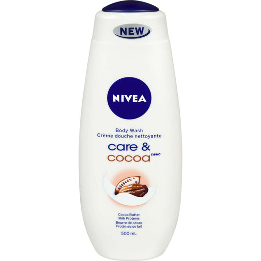 NIVEA Care & Cocoa Body Wash with Cocoa Butter & Macadamia Oil, 500 mL