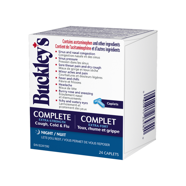 Buckley’s Complete Extra Strength Cough, Cold & Flu Nighttime Caplets, 24 Count