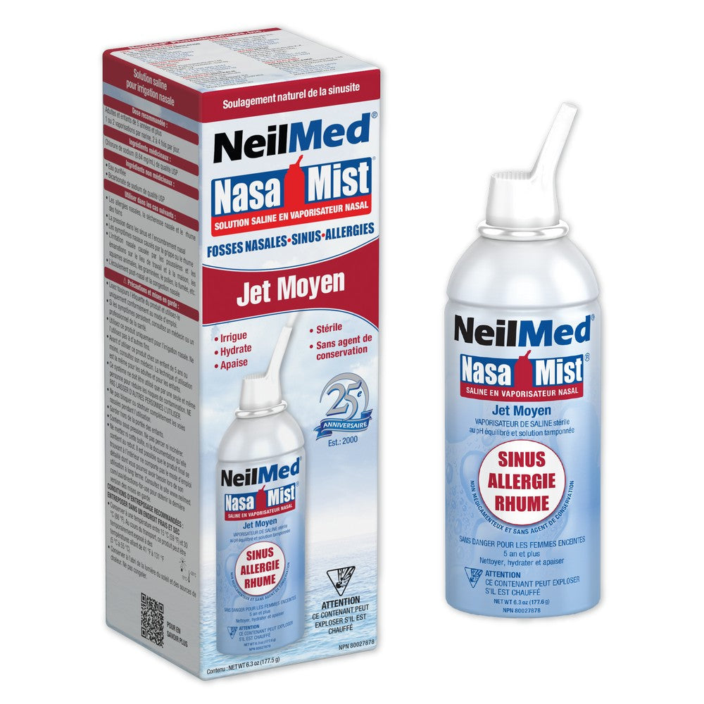 NeilMed NasaMist Medium Stream Saline Nasal Spray, 177 mL