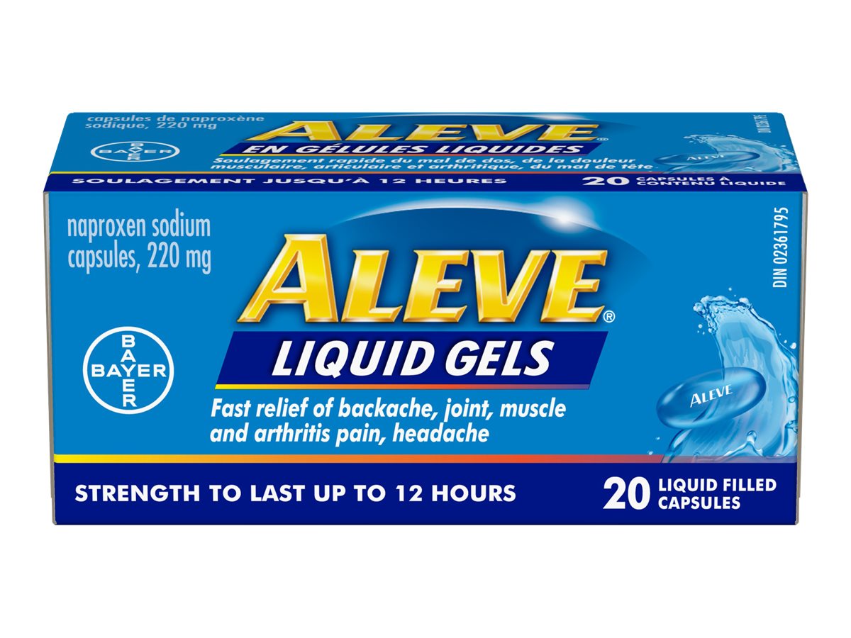 Aleve Liquid Gels Pain Reliever, Naproxen Sodium 220 mg, 20 Liquid-Filled Capsules