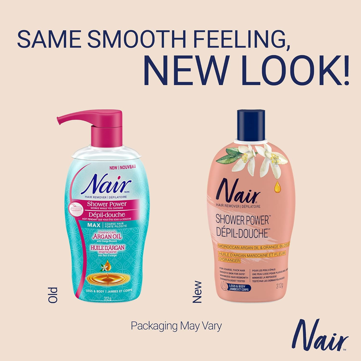 Nair Shower Power Max Hair Remover with Moroccan Argan Oil & Orange Blossom, 312 g