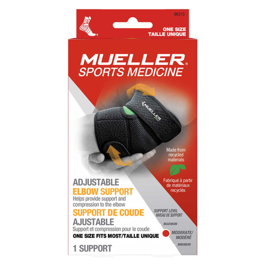 Mueller Green Adjustable Elbow Support, One Size Fits Most, Black