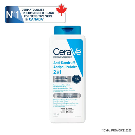 CeraVe 2-in-1 Anti-Dandruff Hydrating Shampoo & Conditioner, 355 mL