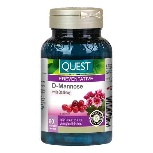 Quest D-Mannose with Cranberry 500 mg, 60 Vegetable Capsules