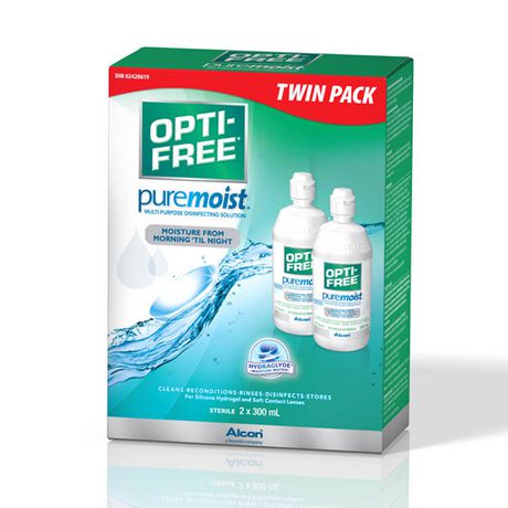 OPTI-FREE PureMoist Multi-Purpose Contact Lens Solution Twin Pack, 2 x 300 mL
