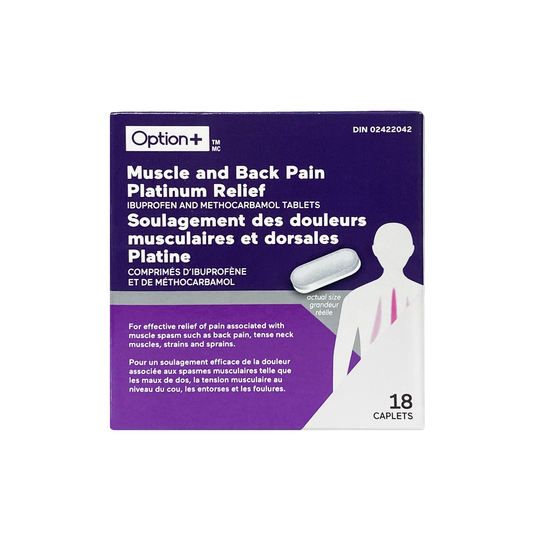 Option+ Muscle & Back Pain Platinum Relief Caplets, 18 Caplets
