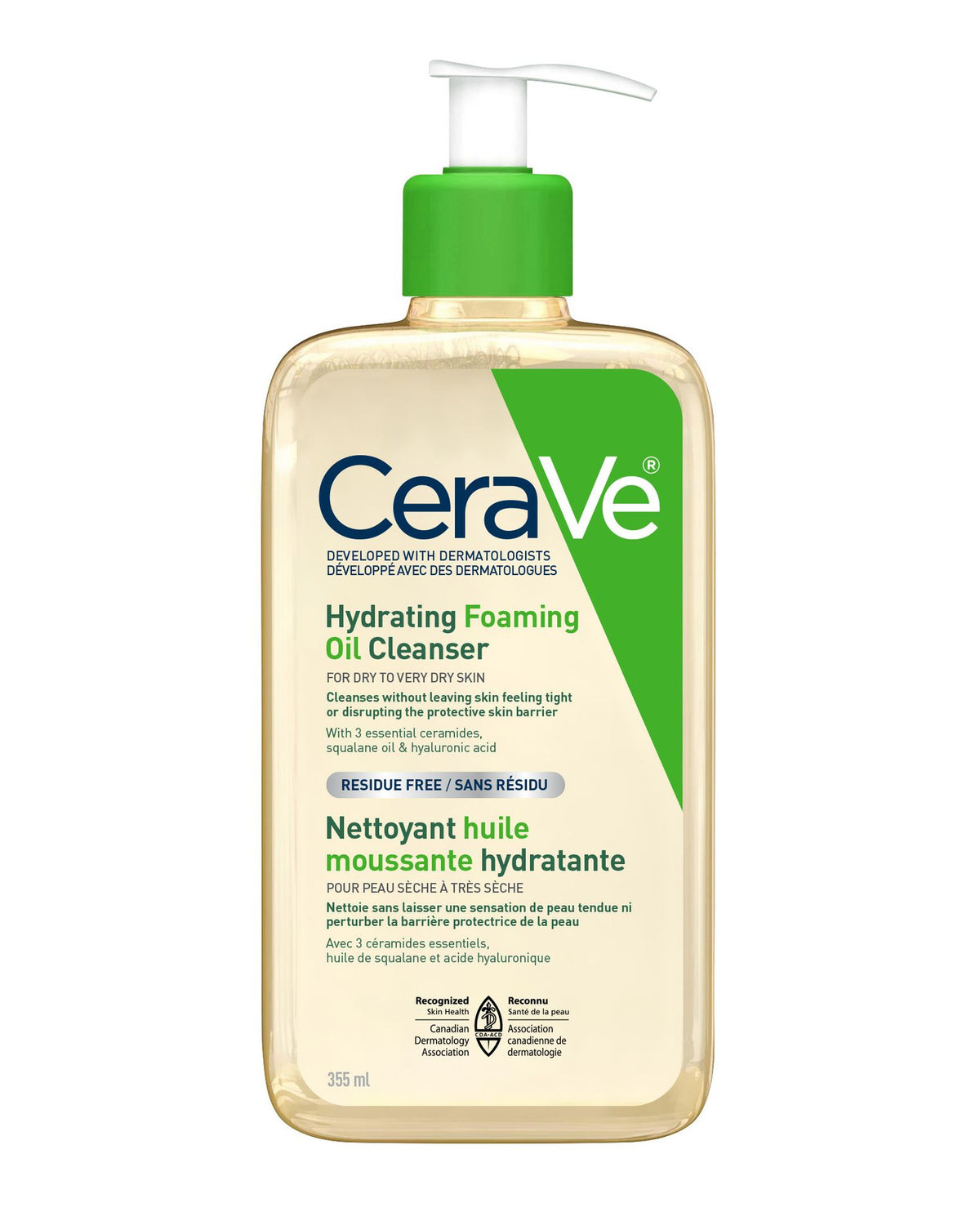 CeraVe Hydrating Foaming Oil Cleanser for Dry to Very Dry Skin, 355 mL