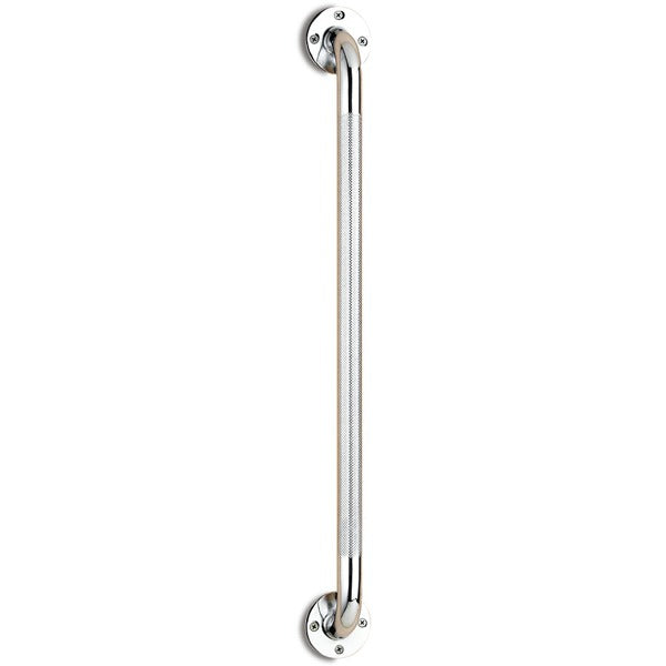 AquaSense Knurled Chrome Grab Bar with Rotating Flange, 24 in