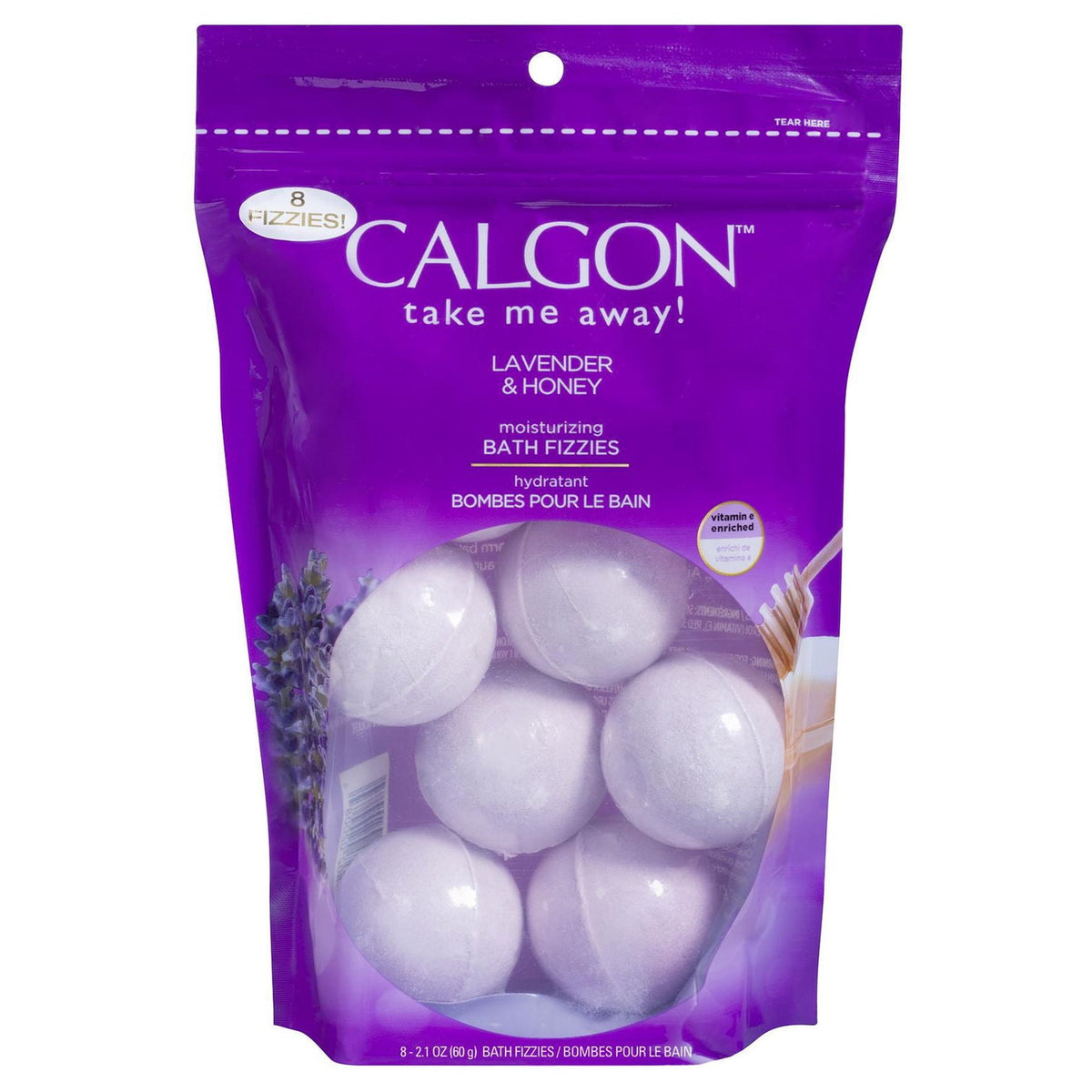 Calgon Lavender & Honey Moisturizing Bath Fizzies, 8 Pack