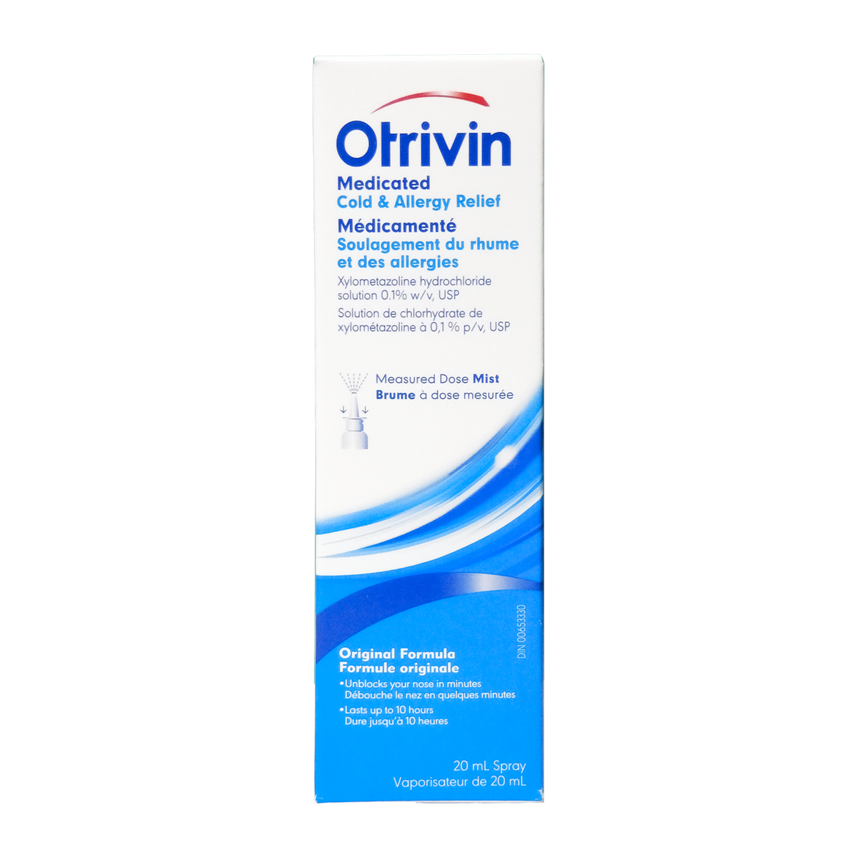 Otrivin Medicated Cold & Allergy Relief Original Formula Measured Dose Mist 0.1% Nasal Spray, 20 mL