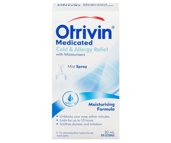 Otrivin Medicated Cold & Allergy Relief with Moisturizers Nasal Spray, 0.1%, 30 mL