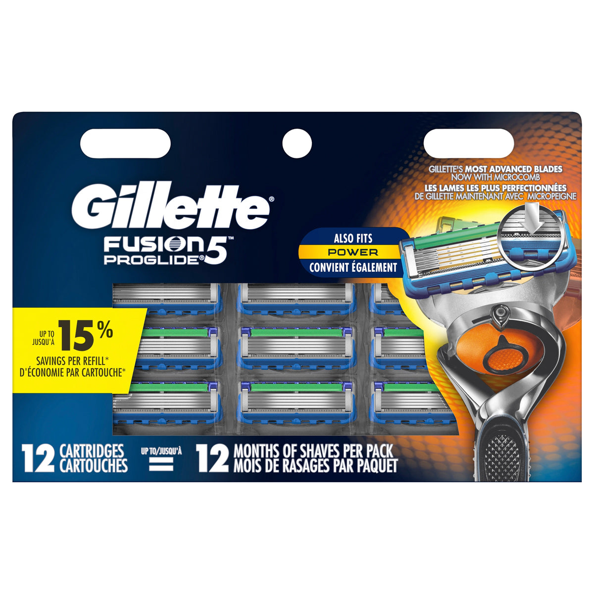 Gillette Fusion5 ProGlide Manual Razor Blade Refills, 12 Count