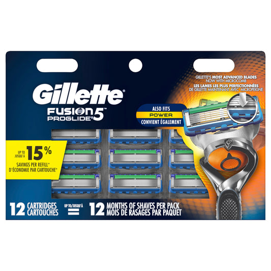 Gillette Fusion5 ProGlide Manual Razor Blade Refills, 12 Count