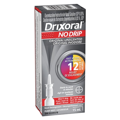 Drixoral No Drip Original Unscented Nasal Decongestant Spray, 15 mL