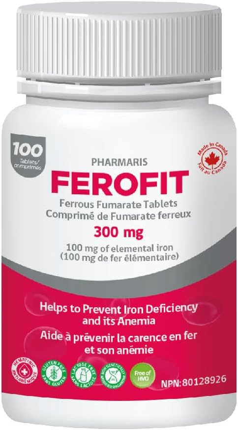 Pharmaris Ferofit Ferrous Fumarate 300 mg Tablets, 100 Count