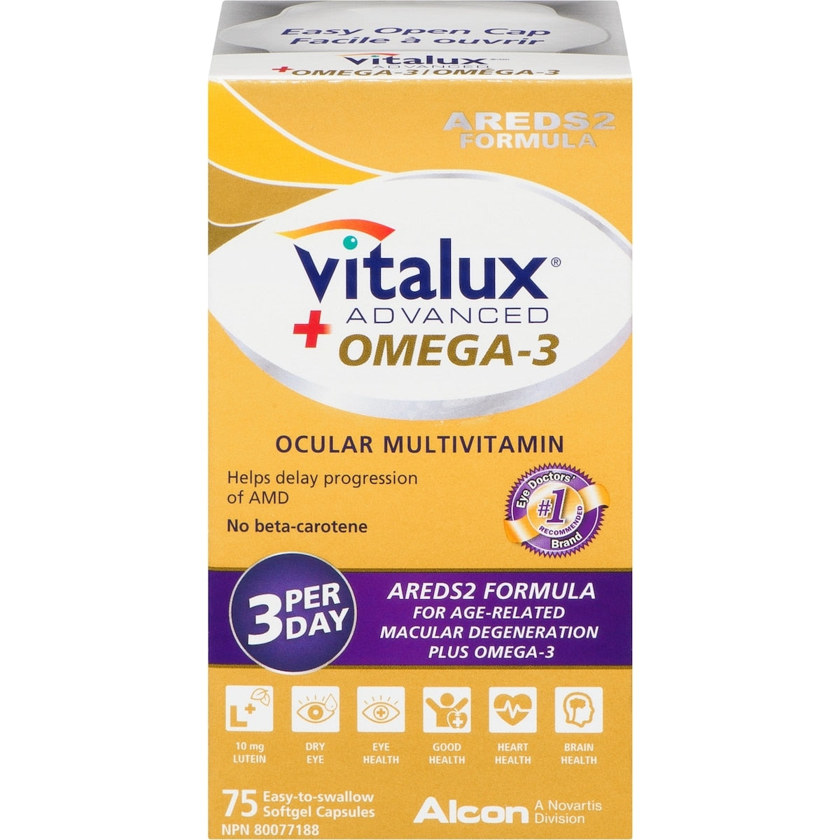 Vitalux Advanced + Omega-3 Eye Vitamin & Mineral Softgel Capsules, 75 Capsules