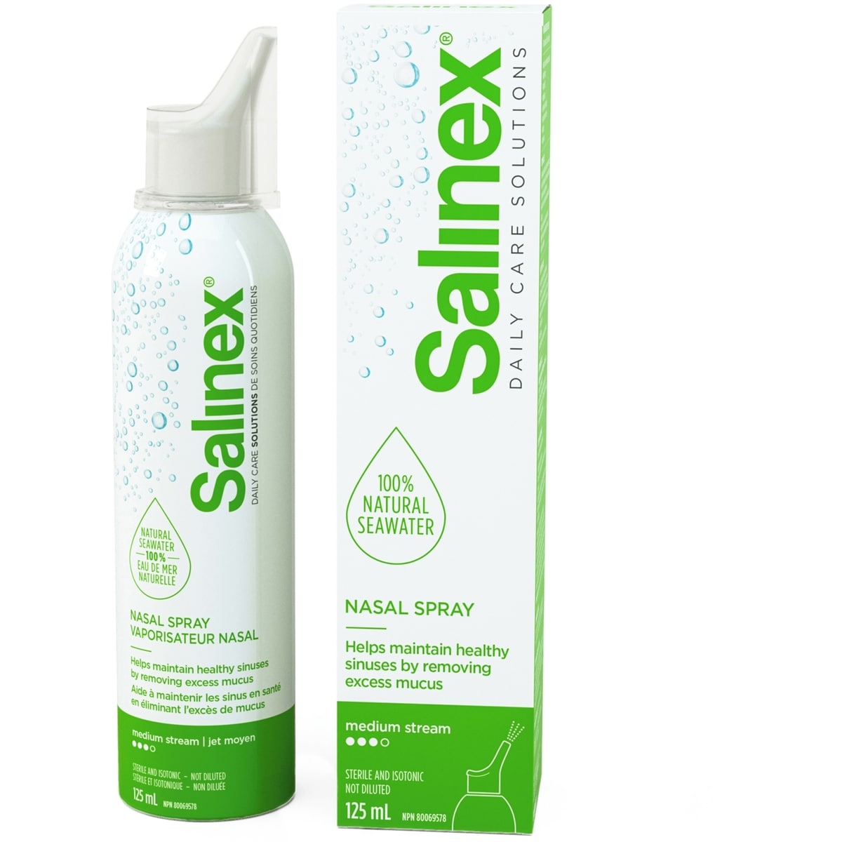 Salinex Daily Care Seawater Medium Stream Nasal Spray, 125 mL
