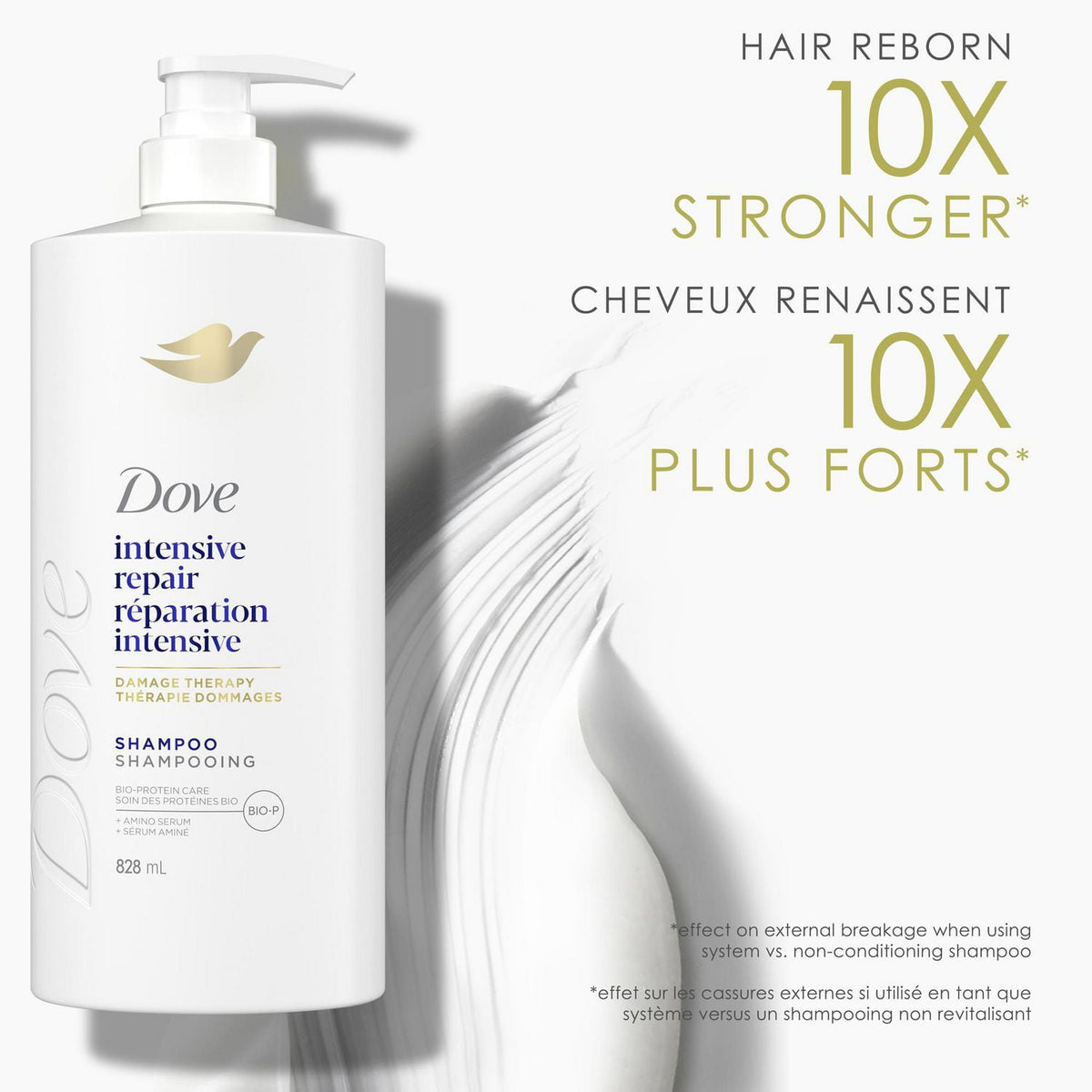 Dove Intensive Repair Shampoo Bio-Protein Care + Amino Serum, Pump Bottle, 530 mL