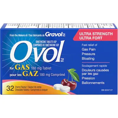Ovol Ultra Strength Anti-Gas 180 mg Cherry Chewable Tablets 32's