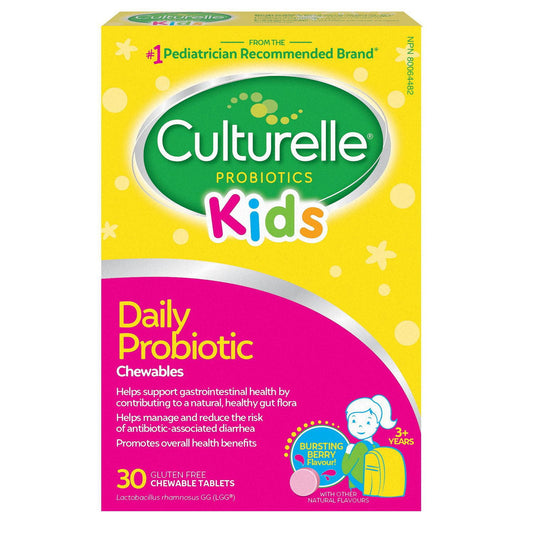Culturelle Kids Daily Probiotic Chewables, Natural Bursting Berry Flavour, 30 Chewable Tablets
