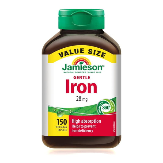 Jamieson Gentle Iron 28 mg High Absorption Capsules, Value Size, 150 Count