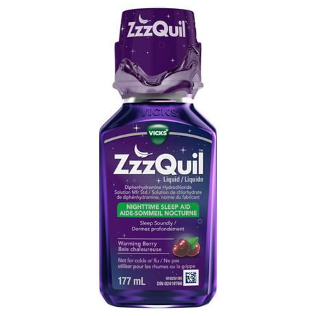 Vicks ZzzQuil Nighttime Sleep Aid Liquid, Warming Berry, 177 mL