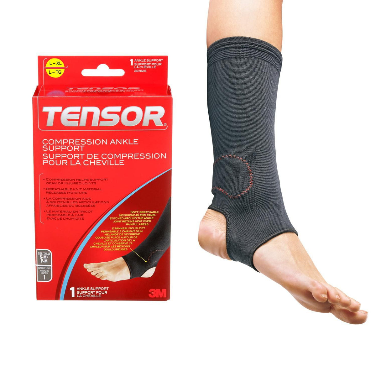 Tensor Compression Ankle Support, Large/X-Large, Black