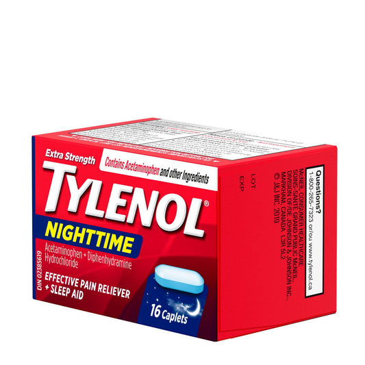 TYLENOL Extra Strength Nighttime Pain Relief & Sleep Aid Caplets, 16 Caplets