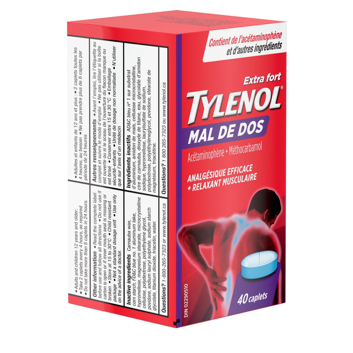 Tylenol Extra Strength Back Pain Relief & Muscle Relaxant Caplets, 40 Caplets