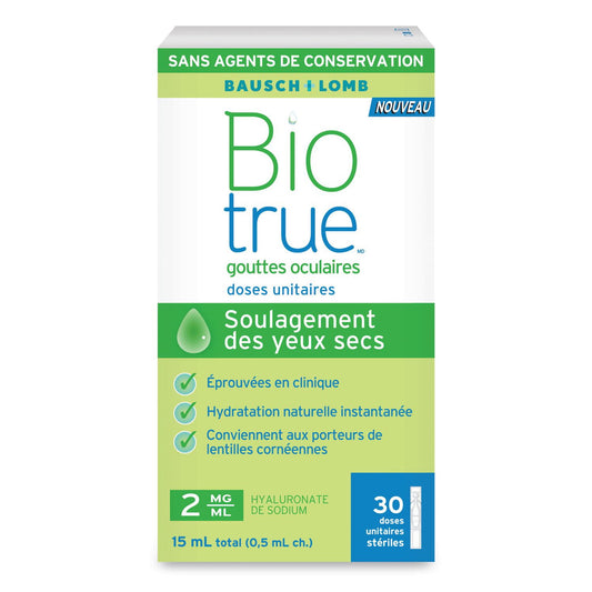 Biotrue Preservative-Free Eye Drops Single Dose, 30 x 0.5 mL