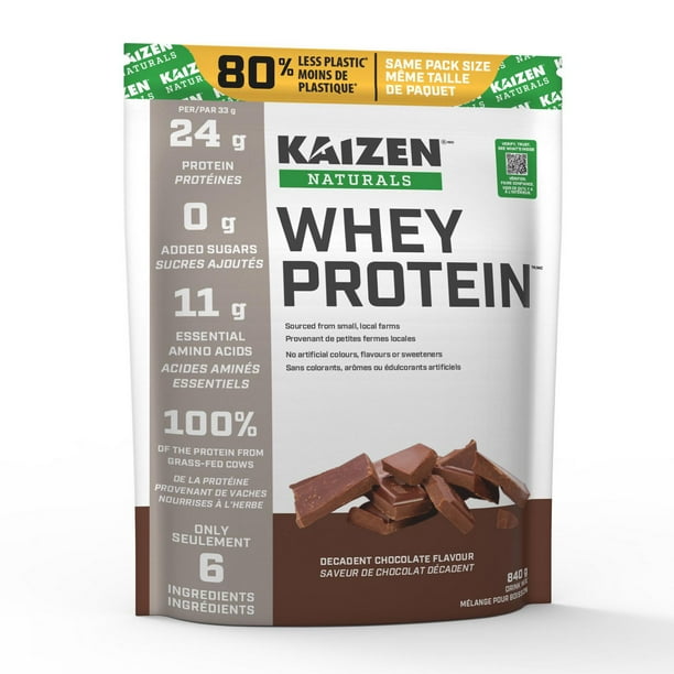 Kaizen Naturals Whey Protein Powder, Decadent Chocolate Flavour, 840 g