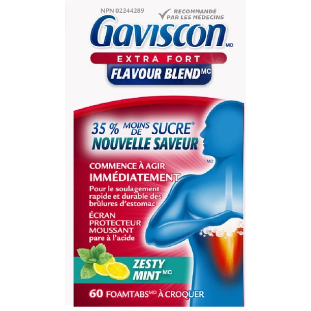 Gaviscon Extra Strength Flavour Blend Zesty Mint Chewable Tablets, 25 Count