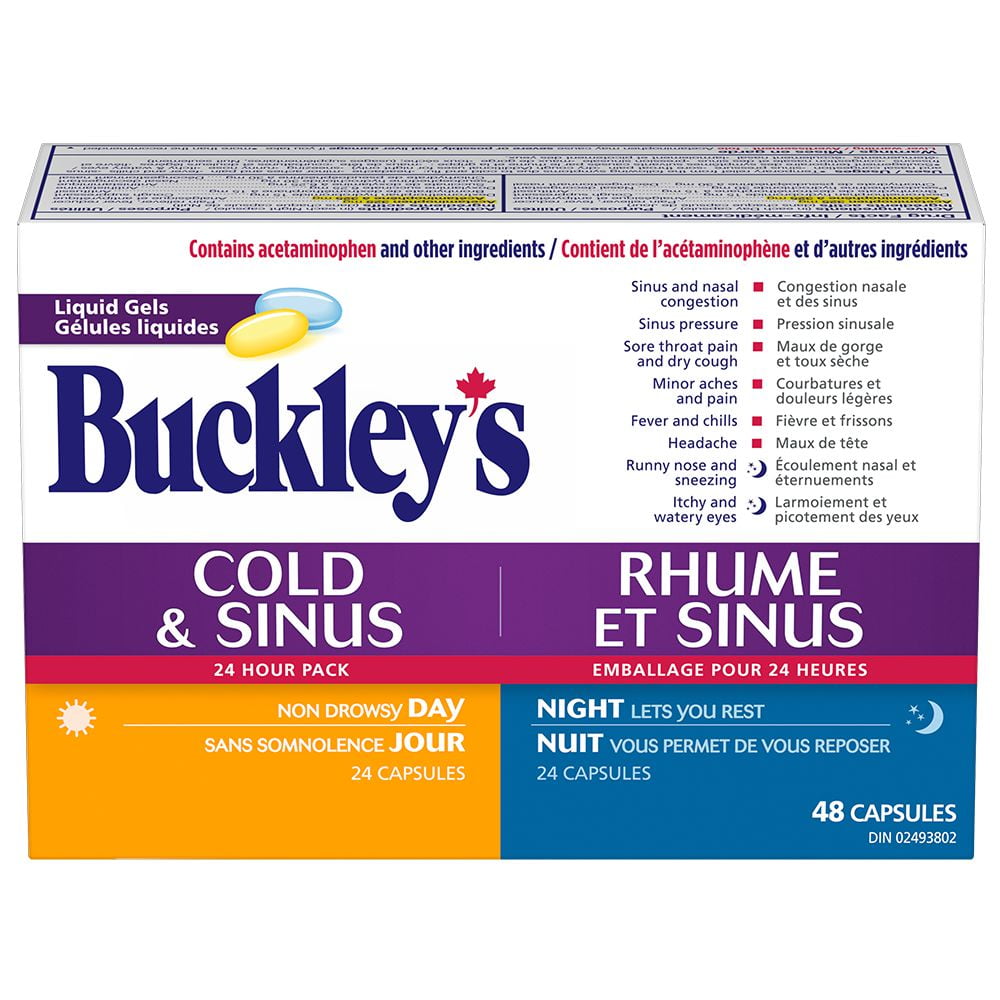 Buckley’s Cold & Sinus Day/Night Liquid Gels, 24 Day + 24 Night Capsules