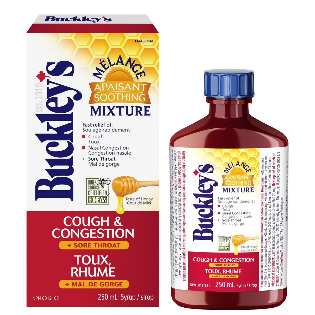 Buckley’s Soothing Mixture Syrup, Honey Flavour, 250 mL