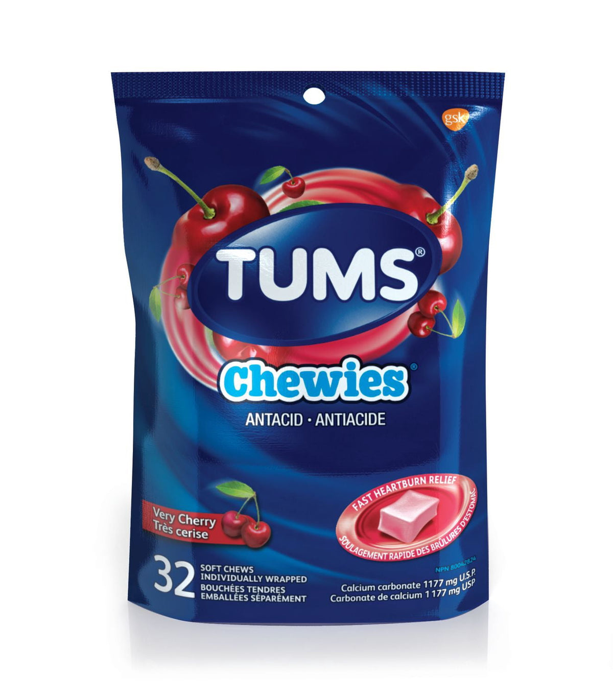 TUMS Chewies Very Cherry Soft Chews, 32 Count