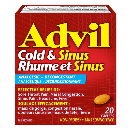 Advil Cold & Sinus Caplets, 20 Caplets