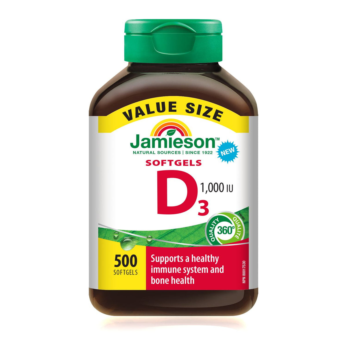 Jamieson Vitamin D3 1,000 IU Softgels, 500 Count