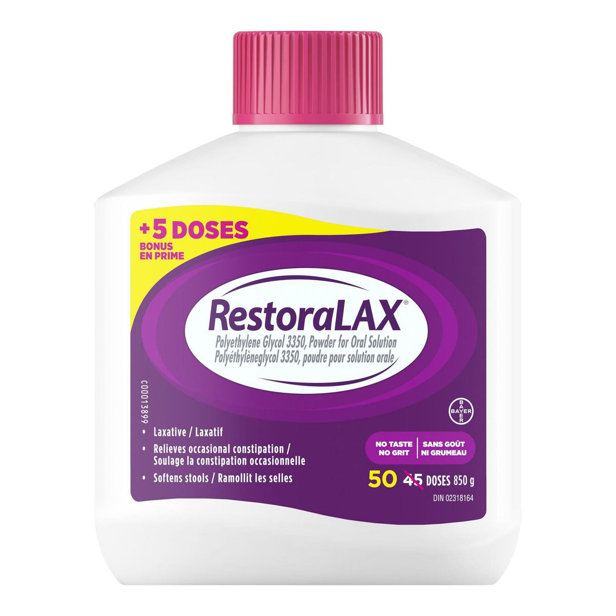 RestoraLAX Powder Laxative 45 Doses + 5 Bonus Doses, 850 g