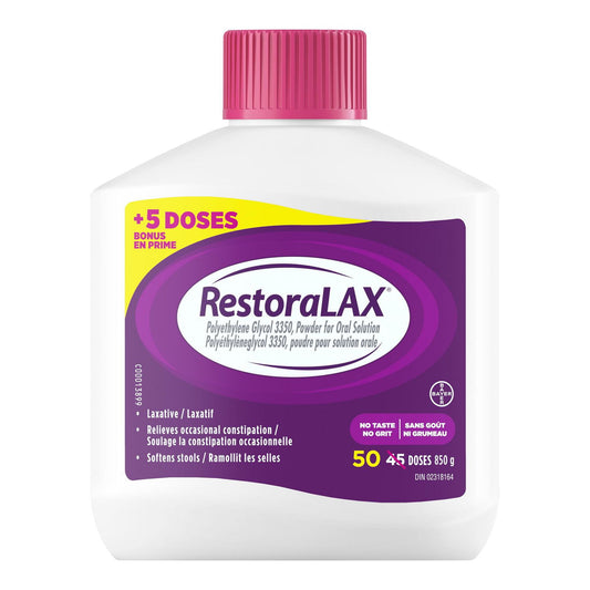 RestoraLAX Powder Laxative 45 Doses + 5 Bonus Doses, 850 g
