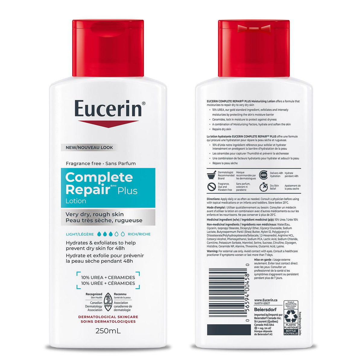 Eucerin Complete Repair Plus Moisturizing Body Lotion with 10% Urea, 250 mL