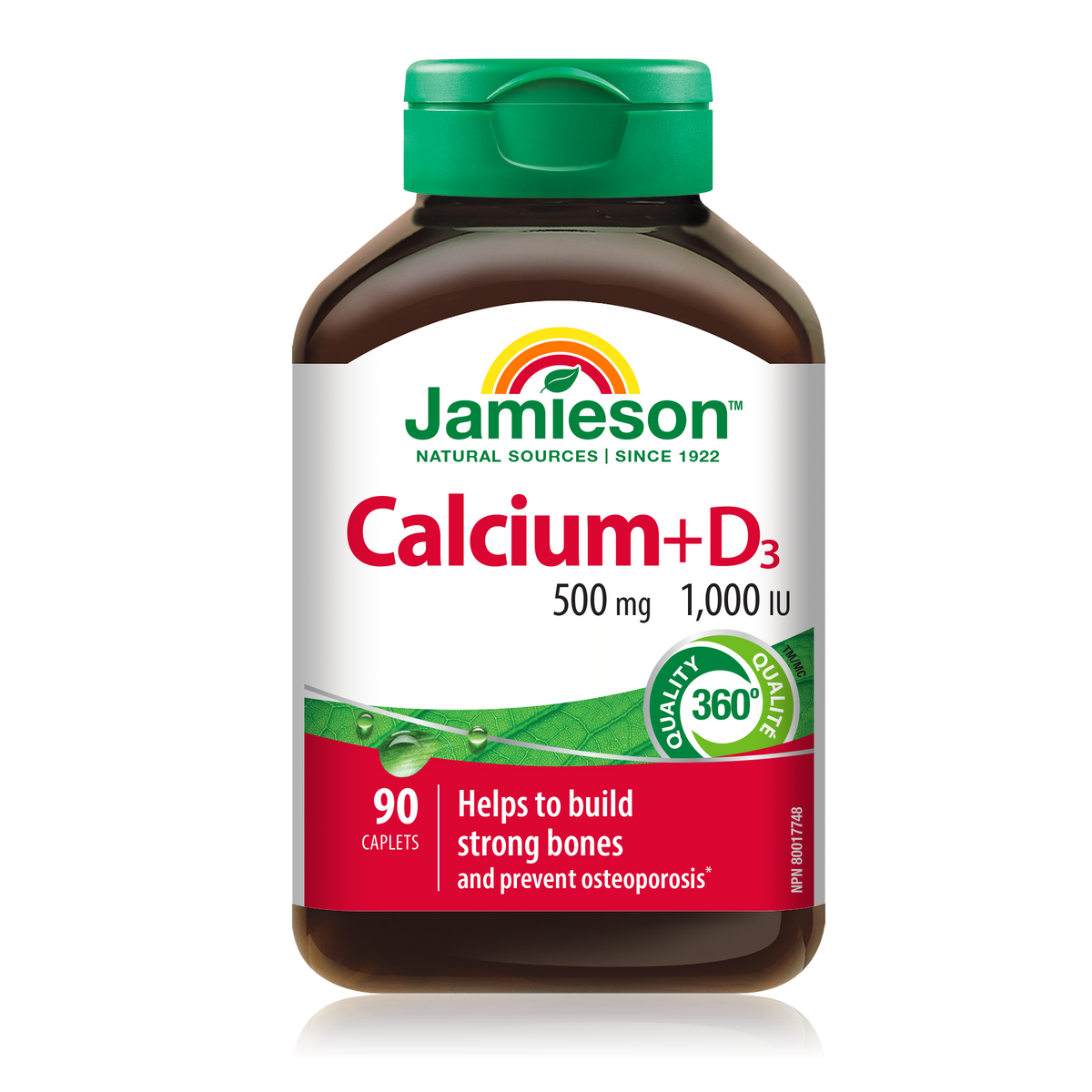 Jamieson Calcium 500 mg + Vitamin D3 1,000 IU Caplets, 90 Count