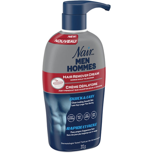 Nair Men’s Quick & Easy Hair Remover Shower Cream with Pump, 312 g