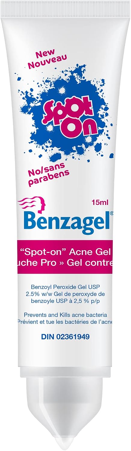 Benzagel Spot-On Acne Gel 2.5% Benzoyl Peroxide, 15 mL